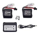 2個 7.4V 850mAh SM-2Pプラグリチウム電池と2 in 1充電器対応Syma Q2 Q3 Skytech H100 T1 T02 H102 H106 H108 H120リモートコントロールボート高倍率電池付属品