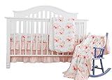 sahaler BlushミントGirlsベビーベッド寝具セットBohoボヘミアン花柄保育園ベビーベビーベッド寝具ミニベビーベッドシート花柄フリル付きスカートCribレールカバー 3 pieces s