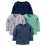 カーターズ Carter's 男の子用ブルーグリーン前開きスナップ短肌着4枚セット (6months(61-67cm)) [並行輸入品]