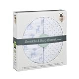 Lässig Swaddle et Burp Couverture X-Large Lela 2 Pièces 120 X 120 cm Light Bleu