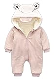 (クレア)Qurea ベビー 着ぐるみ お出かけ ウェア パーカー カエル フェイス ボア あたたか かわいい(66,ピンク)