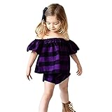Lucaso 子供服 女の子 ショートパンツ 二点セット 無地 オフショルダー 半袖 チェック柄 ゆったり プリーツ きれいめ おしゃれ 可愛い カジュアル シンプル ファッション 普段着 遊園地 散