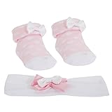 ベビー・赤ちゃん ガールズ かわいいリボンつき 靴下・ヘアバンドのセット ベビーアクセサリー2点セット 女の子 (6-12ヶ月) (ハート)