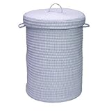 Ticking Stripe Solids Hamper 18 x 18 x 30 Blue [並行輸入品]