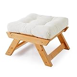 オットマン 北欧デザイン 天然木フレーム ミルフィーユマットレス スツール ハニー×キャンバス