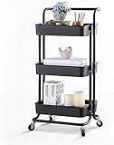 AKOZLIN キッチンラック キャスター付き キッチンワゴン バスケットトローリー 収納カート ローリングカート ツールワゴン 収納キッチン 手押しカート 収納 ラック ワゴン 収納棚 キッチン収納カート おしゃれ 隙間収納 すきま収納 
