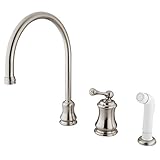 Kingston Brass KS3818BL Restoration Widespread Kitchen Faucet with ABS Sprayer, 9-Inch, Satin Nickel