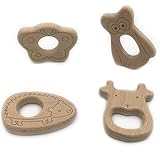 Kissteether 8pcs 手作りの木製のオーガニック安全なベビーおしゃぶりバタフリーハリネズミ属牛イーグルペンダントオーガニックナチュラルブナ木製玩具ハンドカット動物DIY赤ちゃんのおしゃぶり