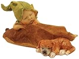 Top Collection Enchanted Story Fairy Garden Sleeping Fairy Baby with Puppy Outdoor Statue [並行輸入品]