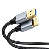 ALLVD USB3.0 MicroB USBケーブル タイプ（タイプAオス - マイクロタイプBオス） 高速転送と急速充電 外付けHDD SSD ドライブ デジカメ などに対応 1M