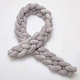 Rart 赤ちゃんのベビーベッド バンパー, 手作り編みこみ結びぬいぐるみ保育園ゆりかご装飾 編みこみ枕 柔らかい寝具ベビーベッド三つ編みクッション安全プロテクター-A 220cm(87inch)