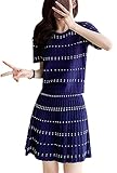 [ZHENGTU] [CAIXINGYI]ジャージ セットアップ レディース ニットｔシャツ 半袖ｔシャツ ｔシャツ 半袖トップス ショットスカート ミニスカート ニットスカート ｔシャツ 上下セット 2点セット シンプル ゆったり おしゃれ カジュアル (ブルー,L,L)