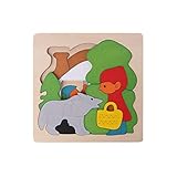 lulujan木製漫画マルチレイヤジグソーパズル子供教育おもちゃストーリーボックスギフト – Little Red Riding Hood