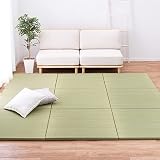 萩原 い草 置き畳 ユニット畳 彩 いろどり グリーン 1枚 約65×65×2.5cm 小さめ 縁なし 滑り止め カットOK 防音 カラフル