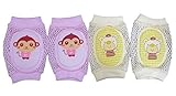 ベビー キッズ 子供 用 膝 サポーター 2個入り×2セット フリーサイズ クッション 入り 赤ちゃん 幼児 ひざあて 安全用品 ( ピンク ・ イエロー )