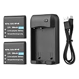 BUZHI NP-40充電器 LEDインジケータライト付きNP-40バッテリー充電器+2個のNP-40バッテリー3.7V800mAh、USB充電ケーブル付き