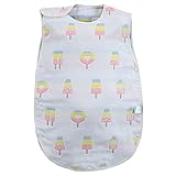 AKC ベビー スリーパー 6重ガーゼ パジャマ コットン 寝袋 赤ちゃん 出産祝い (アイス)
