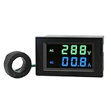 DROK LCD画面　デジタルマルチメータ　電圧計電流計　AC 80-300V電圧電流メータゲージ　100A電流センサトランス付け　2線式デジタル電圧アンプモニタパネル