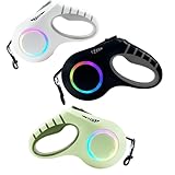 犬 リード 伸縮リード 犬 散歩 ライト リード 頑丈引き込み式犬リード LEDライト付きUSB充電式 中-大型犬のリード 自動巻き式 荷重50kg 長さ6m- 調節可能犬リード 強いナイロンテープ 光るリード 旅行 夜間散歩 アウトドアのペットトラクションロープ (ホワイト, 6M)