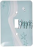 3dRose lsp_125810_1 Light Blue and White Beach with Flips Flops and Star Shells Single Toggle Switch