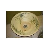 真山窯　陶芸手洗い鉢　 黄瀬戸南天 38cm 大