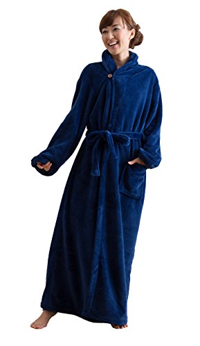 mofua ( モフア ) 着る毛布 プレミアムマイクロファイバー ガウンタイプ フリー  ネイビー 50036607