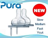 【NEWタイプ】Pura kiki ピュラ キキ(ピュラキキ) 乳首4種類 ★2個セット★slow midium fast Ycut (オール ステンレス 哺乳瓶用) MEDIUM　（約3ヵ月～）