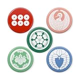 【戦国武将 家紋缶バッジ】文月 家紋 缶バッジ 5個セット (大阪の陣 五人衆) 25mm【丸に七つ片喰】【真田六文銭】【鶴の丸】【竹丸に桐】【下り藤】