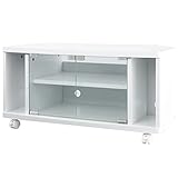 【完成品】 キャスター付き 木製 テレビ台 ロータイプ コーナー TV台 TVボード テレビラック 〔幅80cm〕 ホワイト