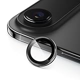 JETech iPhone Air用 カメラレンズフィルム 9H強化ガラス製 個別の金属リングカバー ガイド枠付き 6.5インチディスプレイ HDクリア 1セット (ブラック)