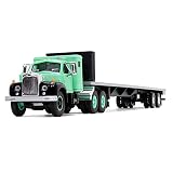 Mack B-61 スリーパーキャブと48フィート フラットベッド トレーラー アンティークグリーン 1/64 ダイキャストモデル DCP/First Gear 60-0516