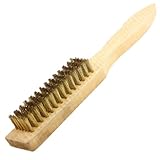 uxcell 工業用木製ハンドル6行スチールワイヤーブラシクリーナー