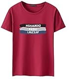 【Smile LaLa】 メンズ レディース ユニセックス Tシャツ カットソー 英字 カジュアル 半袖 おしゃれ トップス 男性 女性 (ワインレッド, 3XL)