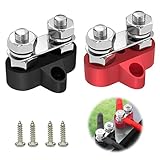 EsiFare バッテリー端子台 2個セット 配電端子スタッド バッテリー ターミナル M8 5/16インチ DC 12V 24V バッテリーターミナルブロック ジャンクションブロック 絶縁ターミナルポスト バッテリー ジャンクション 自動車 トラック RV ボート用(ダブル端子 赤と黒)