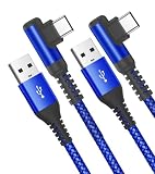 USB Type C ケーブル L字【3M/2本セット】急速充電 タイプc ケーブル【PD&QC3.0対応 急速充電】 type-c けーぶる usb c けーぶる iPhone 17 16 15 Plus Pro Max，Samsung Galaxy S26/S25/S24/S23/Note20/10その他Android USB-C機器対応-ブルー