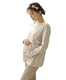 【小丸子の花轮クン】コットンだから肌に優しい！ マタニティ 授乳口付き ルームウェア コットン 前開き 産前産後 セットアップ 全4色 (M, グレー)