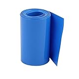 DealMux 60ミリメートルフラット幅2.1M長PVC熱は18650の電池用チューブブルーシュリンク