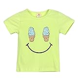 Karchi 可愛い Tシャツ　衣装　幼児　子供　　かわいい　綿　服　Tシャツトップ　　　衣装　贈り物 (90, グリーン)