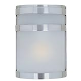 Maxim Lighting 86005FTSST One Light Frosted Glass Stainless Steel Outdoor Wall Light, Nickel [並行輸入品]