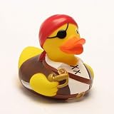 Pirate rubber duck with red bandana and eye patch by Duckshop