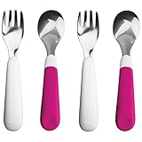OXO Tot Fork and Spoon Set, Pink - 2 Pack by OXO Tot (English Manual)