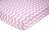 Little Love by NoJo Separates Collection Printed Chevron Crib Sheet, Pink/White, 52 x 28 by NoJo
