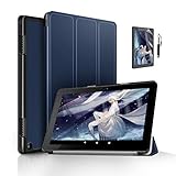 Amazon Fire HD8 ケーススリム 傷つけ防止 折り畳み 横開き 軽量型 超薄型 高級スマートカバー [耐衝撃保護フィルム1枚付きそして1つのタッチペン] New Fire HD 8/HD 8 Plus 2021/2020 第十代 ケース - ネービー