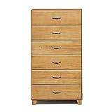 日本製 カントリー風 幅60cm 6段ハイチェスト ナチュラル 完成品