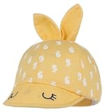 (ラボーグ)La Vogue 帽子 ベビーキャップ キッズ ハンチング 鳥打帽 子供 日よけ帽 耳付き 兎 可愛い 赤ちゃん 女の子 男の子 つば広ハット 紫外線 イエロー