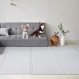 RK ペットマット 防水 PVC素材 折り畳み 大判 130×190cm カットできる 猫 犬用 国内抗菌検査実証&子供向け製品の品質検査実証 プレイマット フロアマット 床暖房対応 (ライトグレー)