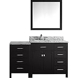 Virtu USA ms-2157r-wmsq-es-002 Caroline Parkway 57 "シングル洗面化粧台with Marble andスクエアシンク上部をポリッシュクローム蛇口、ミラ
