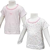 ガールズベビー下着[baby’s Dream(ベビーズドリーム)]綿１００％肌着|下着|インナー|丸首半袖柄違いシャツ２枚組|赤ちゃん用 90cm ホワイト-ピンク-キャンディ柄