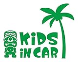 Sticker Shop Haru KIDS ＩＮ CAR ステッカー ティキ像とヤシの木 20cm グリーン