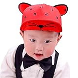 赤ちゃん帽子耳付き野球帽赤ちゃん少年少女夏の帽子（赤）